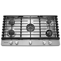 Surface de cuisson au gaz 5 brûleurs de 37 po de KitchenAid (KCGS956ESS) - Inox - BO - Parfait état