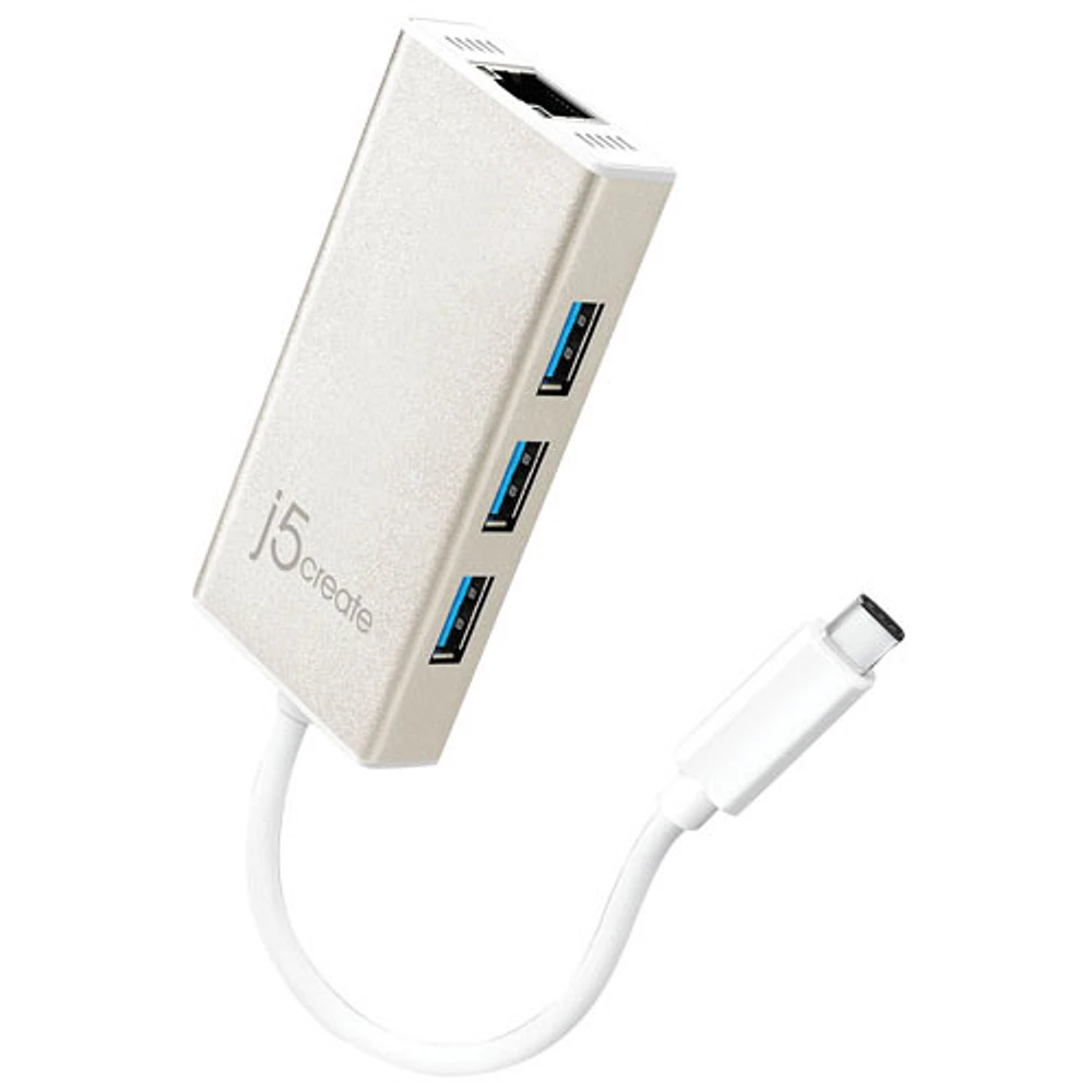 j5create 3-Port USB-C Hub Adapter with Gigabit Ethernet (JCH471)