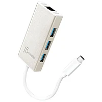 j5create 3-Port USB-C Hub Adapter with Gigabit Ethernet (JCH471)