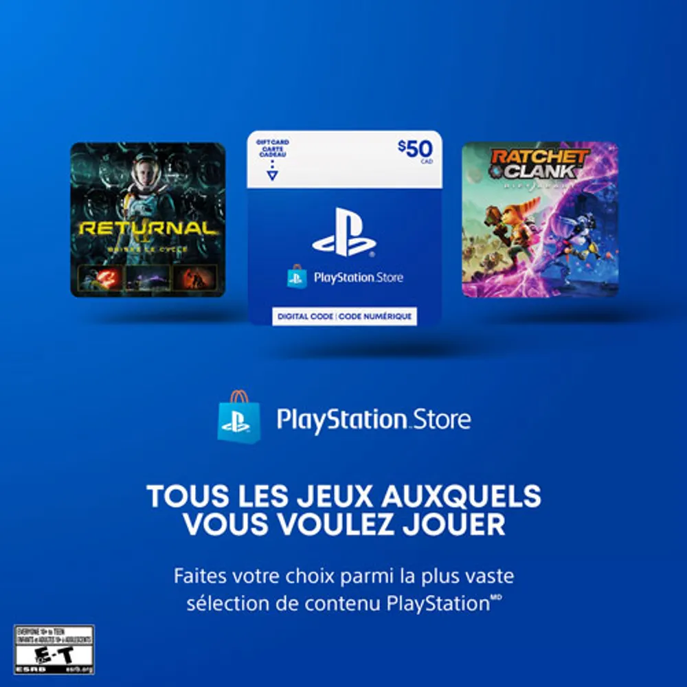 Carte-cadeau à code de téléchargement numérique de $ pour PlayStation Store