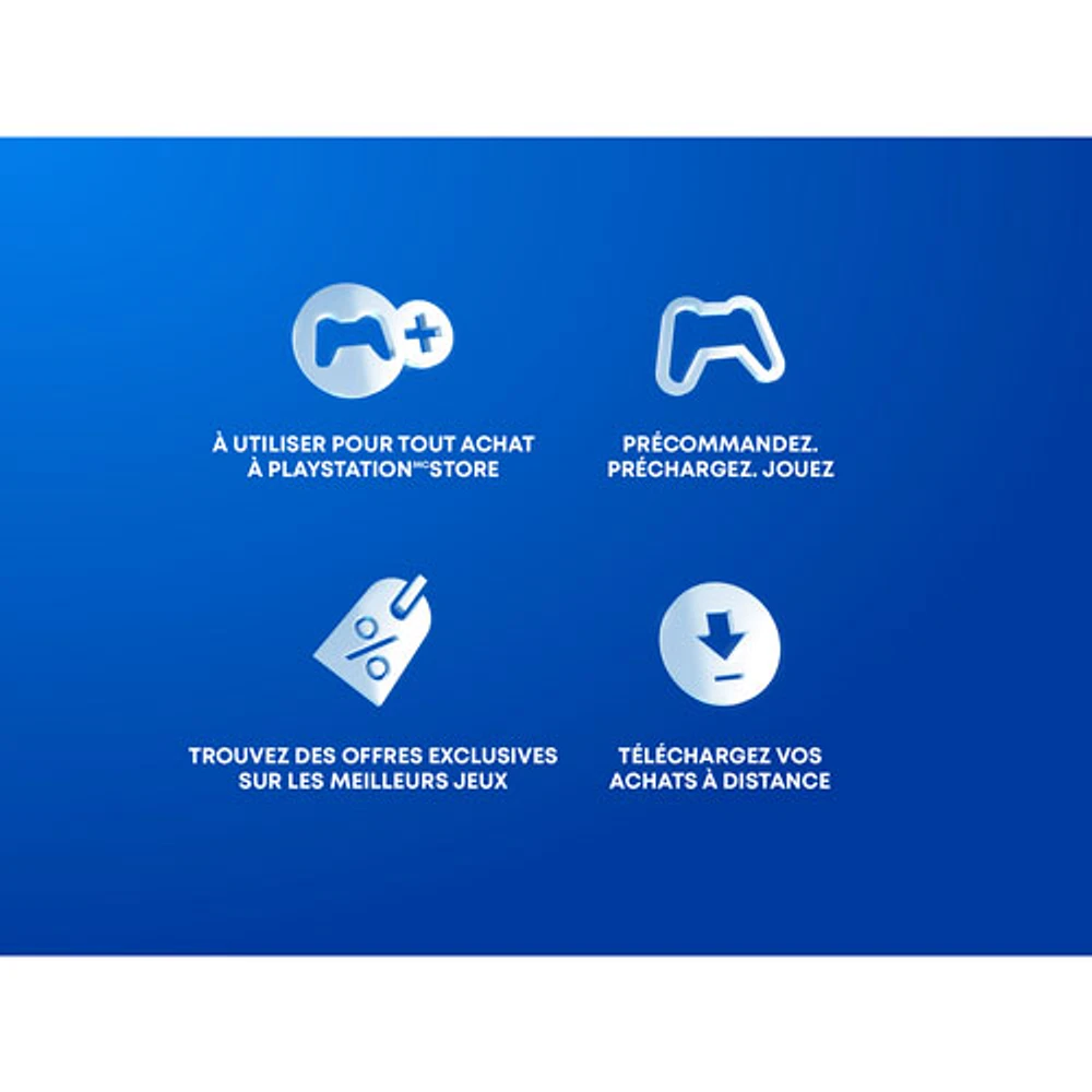 Carte-cadeau à code de téléchargement numérique de $ pour PlayStation Store