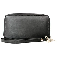 Ashlin Celie Leather Zippered Clutch Wallet - Black