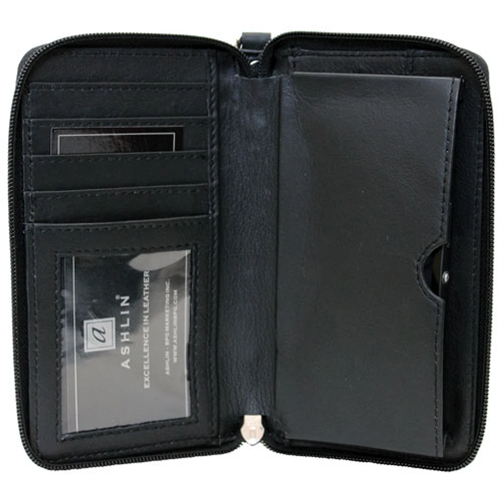 Ashlin Celie Leather Zippered Clutch Wallet - Black