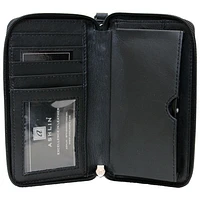 Ashlin Celie Leather Zippered Clutch Wallet - Black