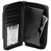 Ashlin Celie Leather Zippered Clutch Wallet - Black