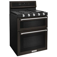 KitchenAid 30" 6.0 Cu. Ft. Double Oven 5-Burner Freestanding Gas Range (KFGD500EBS) - Black Stainless