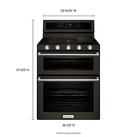 KitchenAid 30" 6.0 Cu. Ft. Double Oven 5-Burner Freestanding Gas Range (KFGD500EBS) - Black Stainless