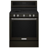 KitchenAid 30" 5.8 Cu. Ft. True Convection 5-Burner Gas Range (KFGG500EBS) - Black Stainless Steel