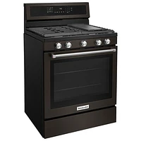 KitchenAid 30" 5.8 Cu. Ft. True Convection 5-Burner Gas Range (KFGG500EBS) - Black Stainless Steel