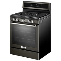 KitchenAid 30" 5.8 Cu. Ft. True Convection 5-Burner Gas Range (KFGG500EBS) - Black Stainless Steel