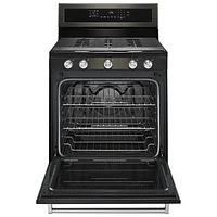 KitchenAid 30" 5.8 Cu. Ft. True Convection 5-Burner Gas Range (KFGG500EBS) - Black Stainless Steel