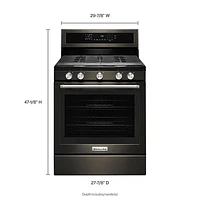 KitchenAid 30" 5.8 Cu. Ft. True Convection 5-Burner Gas Range (KFGG500EBS) - Black Stainless Steel