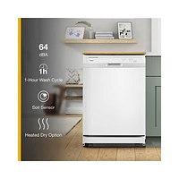 Lave-vaisselle mobile 24 po 64 dB de Whirlpool (WDP370PAHW) - Blanc
