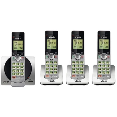 Téléphone sans fil à 4 combinés avec afficheur DECT 6.0 de VTech (CS6919-4) - Argenté
