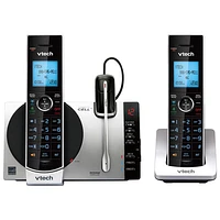 VTech 2-Handset DECT 6.0 Cordless Phone With Bluetooth and Caller ID (DS6771-3) - Silver