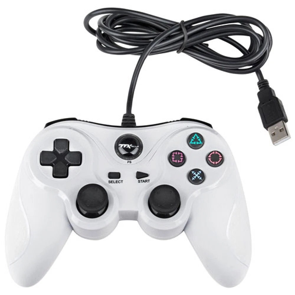 Manette USB de TTX Tech pour PS3 et PC - Blanc