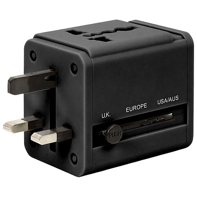 Adaptateur de voyage universel de ReTrak avec USB - Noir