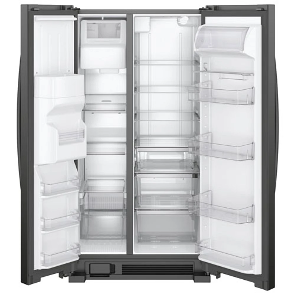 Réfrigérateur côte à côte 21,2 pi³ 33 po/distributeur eau/glaçons de Whirlpool (WRS321SDHB) - Noir