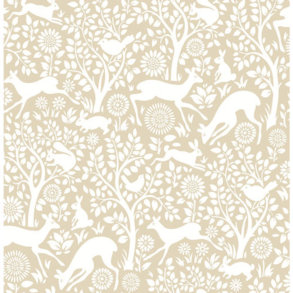 A-Street Prints Mirabelle Meadow Animals Wallpaper - Taupe