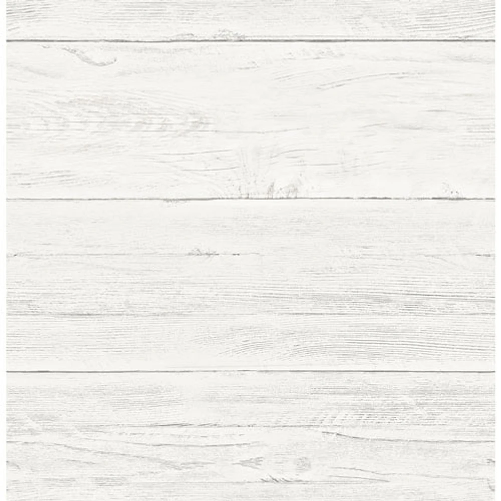 Papier peint Reclaimed Washed Boards d'A-Street Prints - Blanc crème