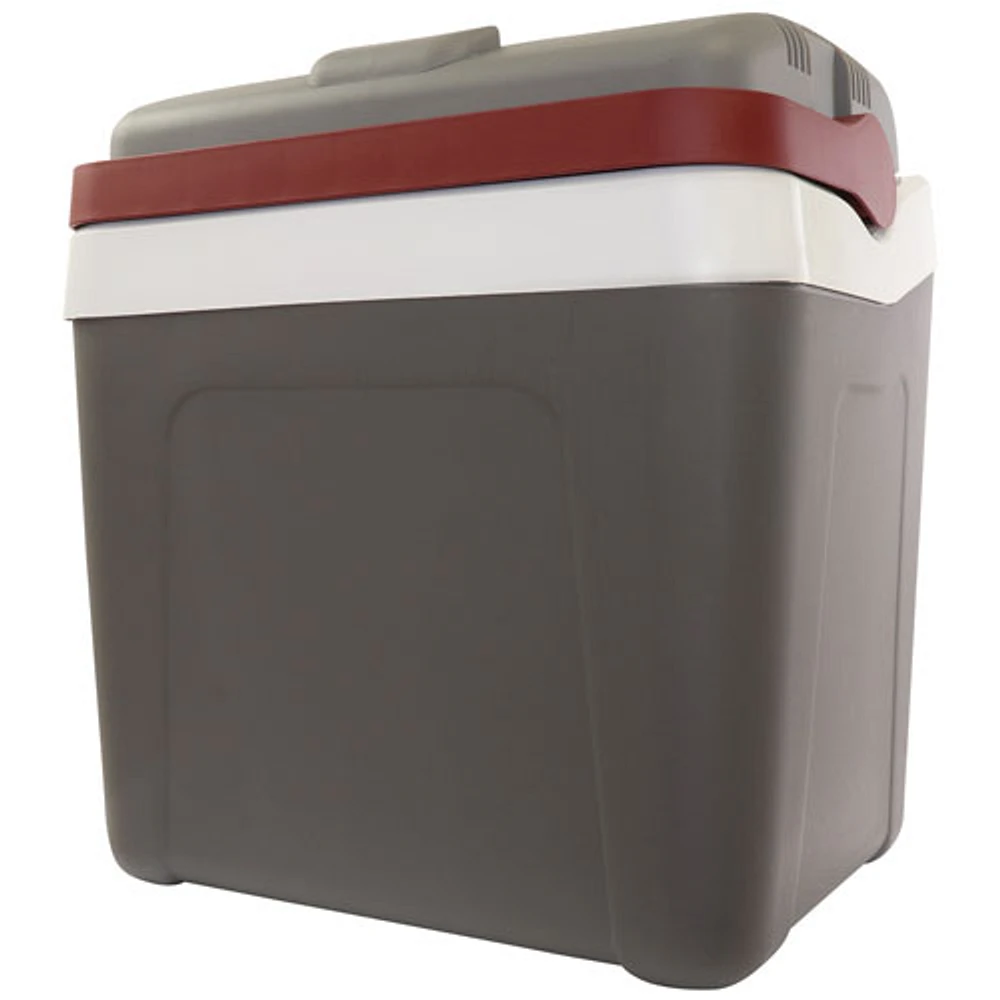 Koolatron 12V Electric Cooler 24L (26 Qt) Self-Locking Handle - Grey/Red