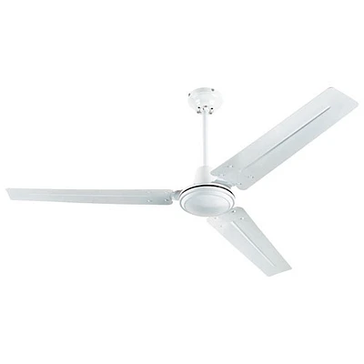 Ventilateur de plafond de type industriel de 56 po avec éclairage de Westinghouse - Blanc