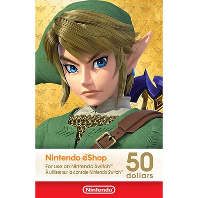 Carte-cadeau de 50 $ pour Nintendo eShop - Téléchargement numérique