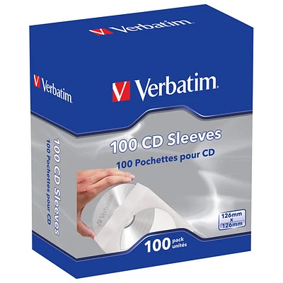 Paquet de 100 pochettes à CD/DVD de Verbatim (49976)