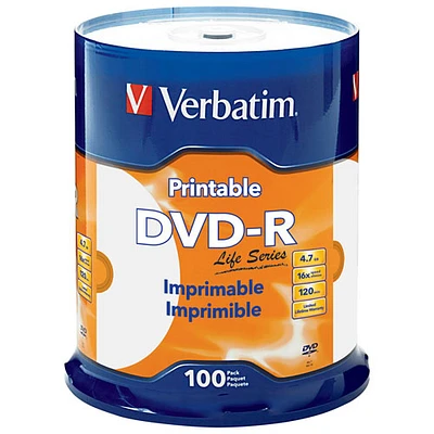 Verbatim 4.7GB 16X DVD-R Spindle (98491) - 100-Pack