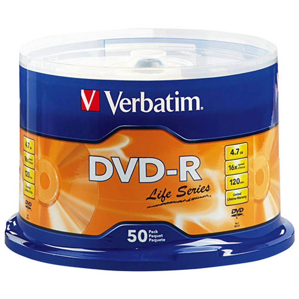 Carrousel de disques DVD-R 16X de Verbatim de 4,7 Go
