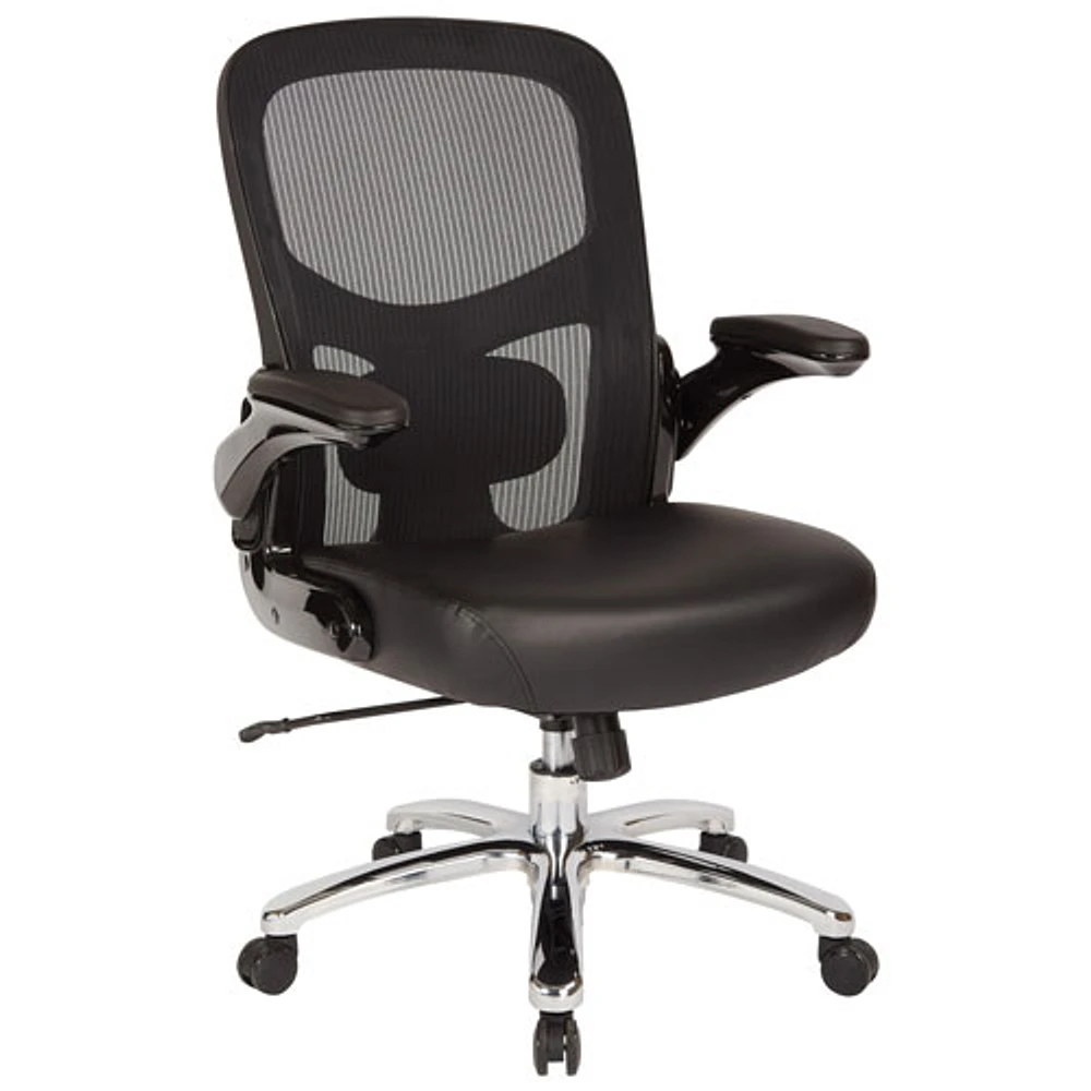 Pro Line II Big and Tall Bonded Ergonomic Mid-Back Leather Executive Chair - Black