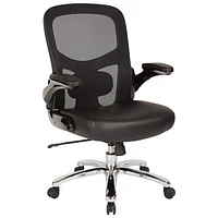 Pro Line II Big and Tall Bonded Ergonomic Mid-Back Leather Executive Chair - Black