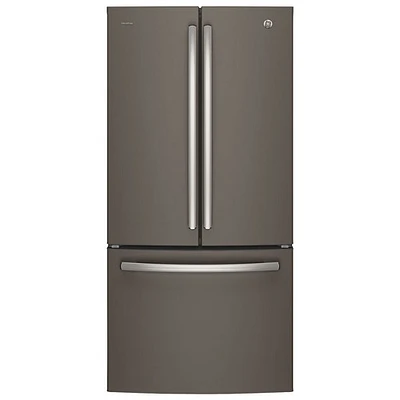 Réfrigérateur 2 portes 24,8 pi³ 33 po, distributeur glaçons/eau Profile de GE (PNE25NMLKES)-Ardoise