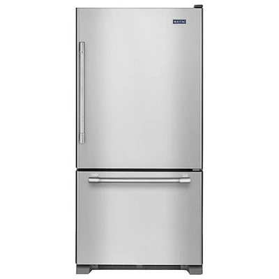 Maytag 30" 19 Cu. Ft. Bottom Freezer Refrigerator with LED Lighting (MBR1957FEZ) - Stainless Steel