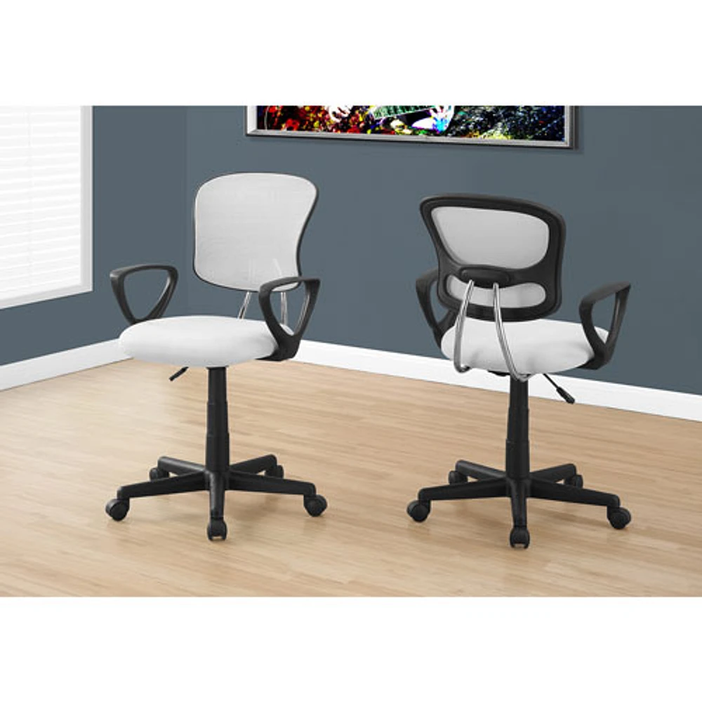 Fauteuil de bureau en polyester Monarch - Blanc