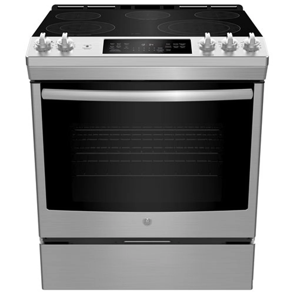 Cuisinière électrique encastrable lisse 5 éléments conv. véritable 30 po de GE (JCS840SMSS) - Inox