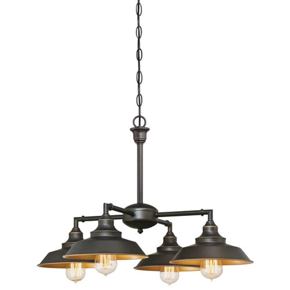 Chandelier à 4 lumières champêtre et rustique d'Iron Hill - Bronze