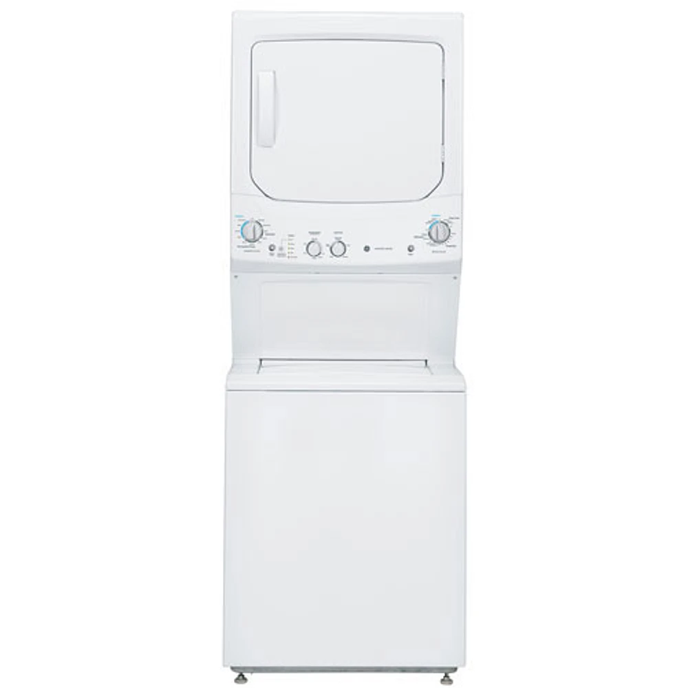 Laveuse et sécheuse électriques superposées 5,9 pi³ de GE (GUD27ESMMWW) - Blanc - BO - Parfait état