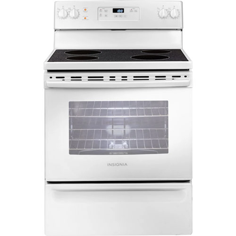 Insignia 30" 5 Cu. Ft. Electric Range (NS-RNE4BMWH9-C) - White on White - Only at Best Buy
