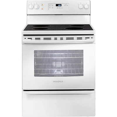 Insignia 30" 5 Cu. Ft. Electric Range (NS-RNE4BMWH9-C) - White on White - Only at Best Buy