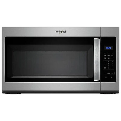 Four à micro-ondes à hotte intégrée de Whirlpool - 1,7 pi³ - Inox - Boîte ouverte - Parfait état