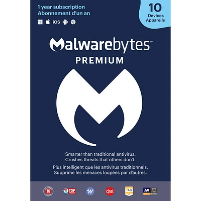 Malwarebytes (PC/Mac) - 10 appareils - 1 an