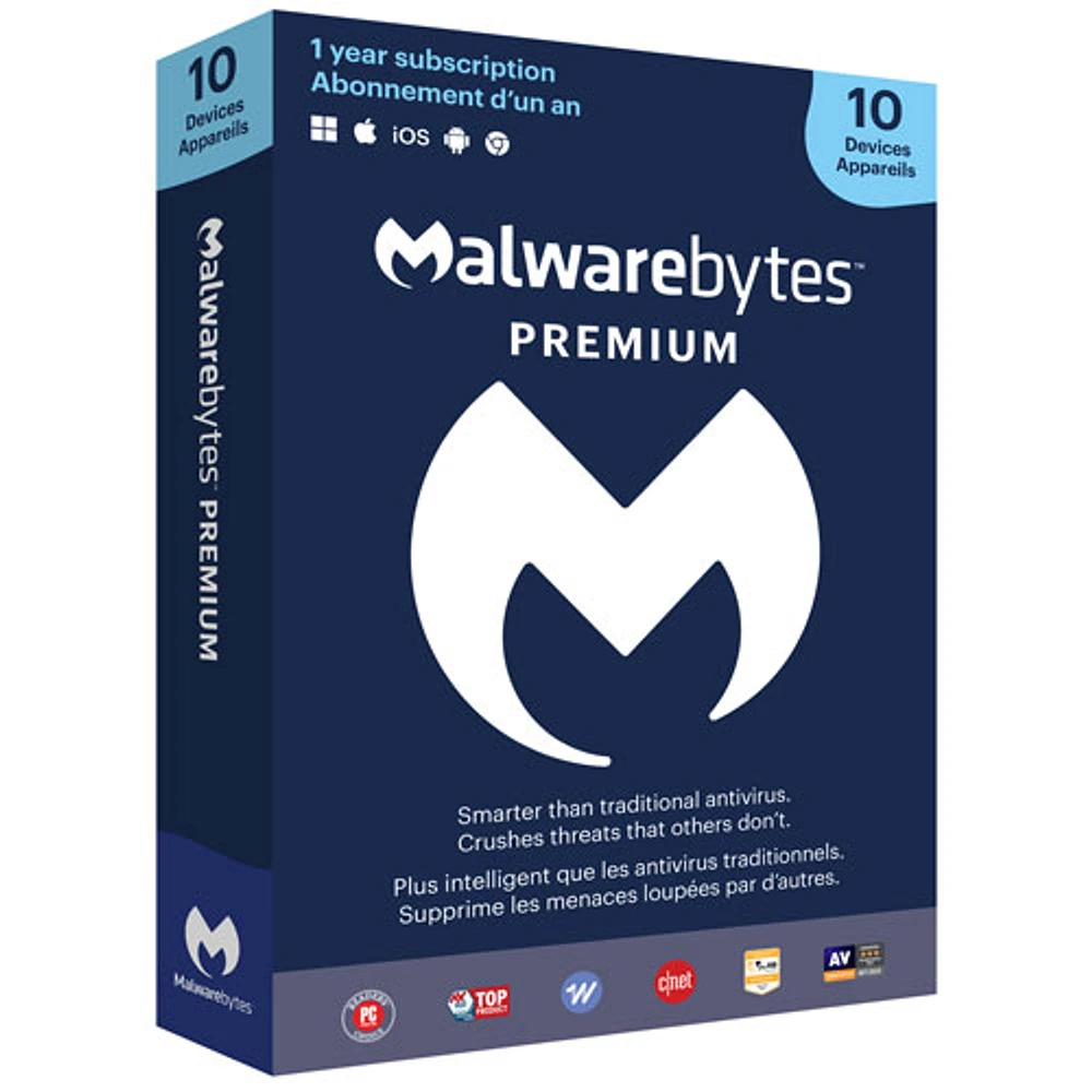 Malwarebytes (PC/Mac) - 10 appareils - 1 an