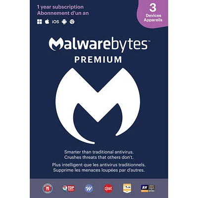Malwarebytes (PC/Mac) - 3 appareils - 1 an