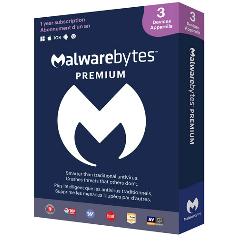 Malwarebytes (PC/Mac) - 3 appareils - 1 an
