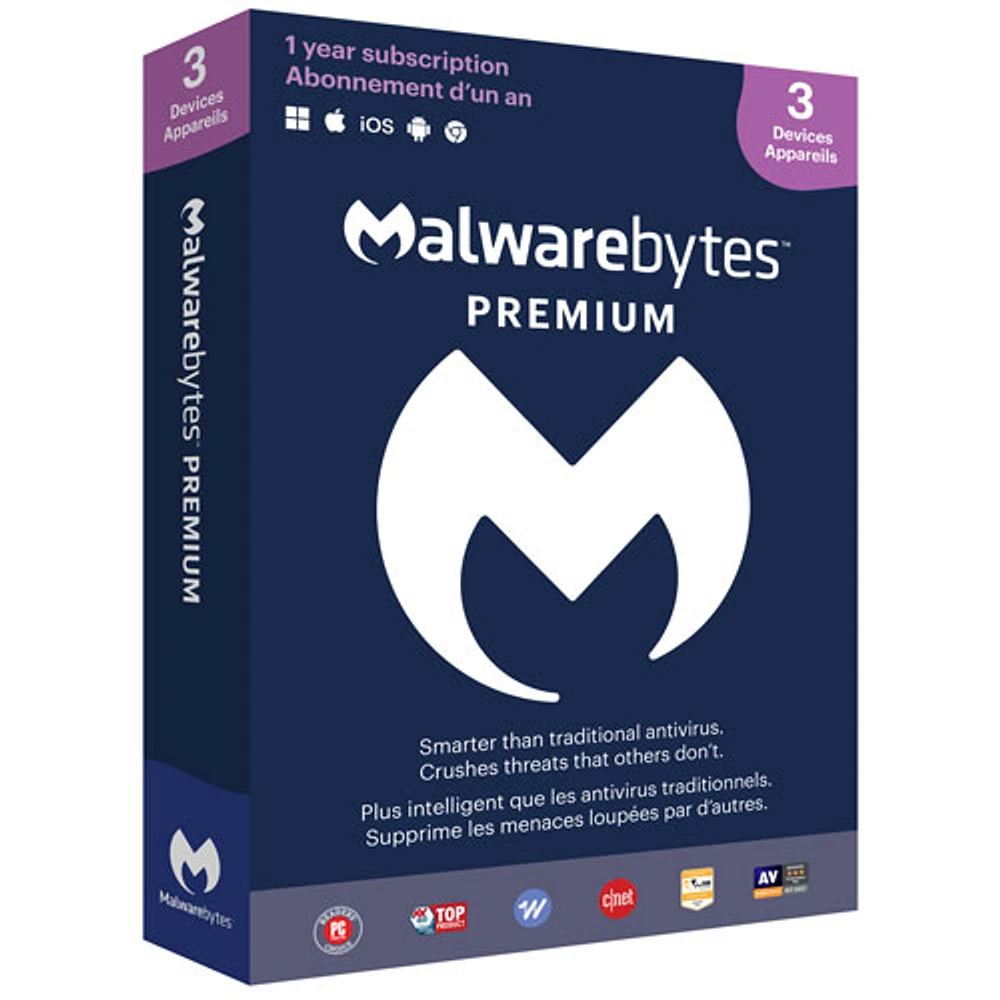 Malwarebytes (PC/Mac) - 3 appareils - 1 an