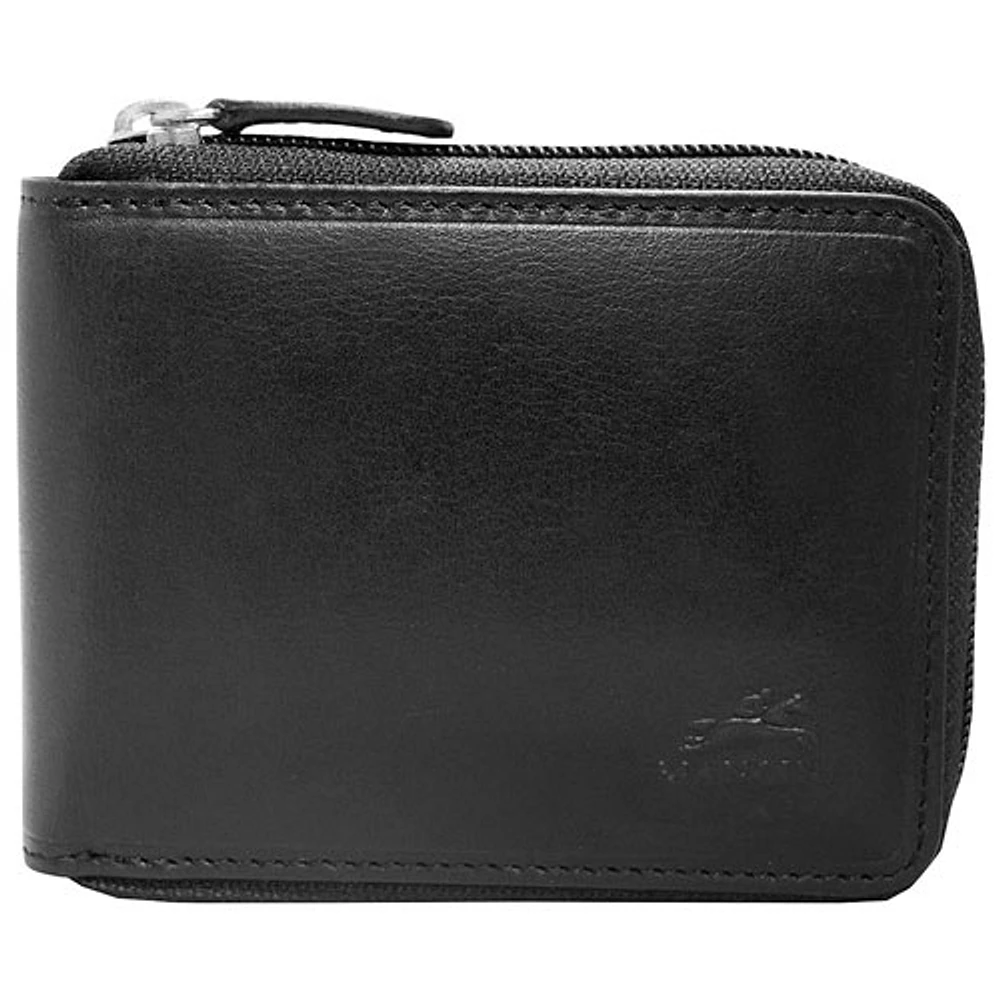 Portefeuille RFID 2 volets cuir/fermeture glissière intégrale Boulder de Mancini - Noir (18-159)