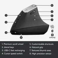 Logitech MX Vertical Ergonomic Wireless Optical Mouse - Black