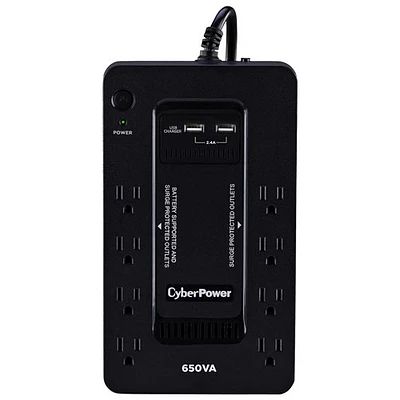 Système UPS d'alimentation sans coupure de 650 VA de CyberPower (SX650U-FC) - Noir