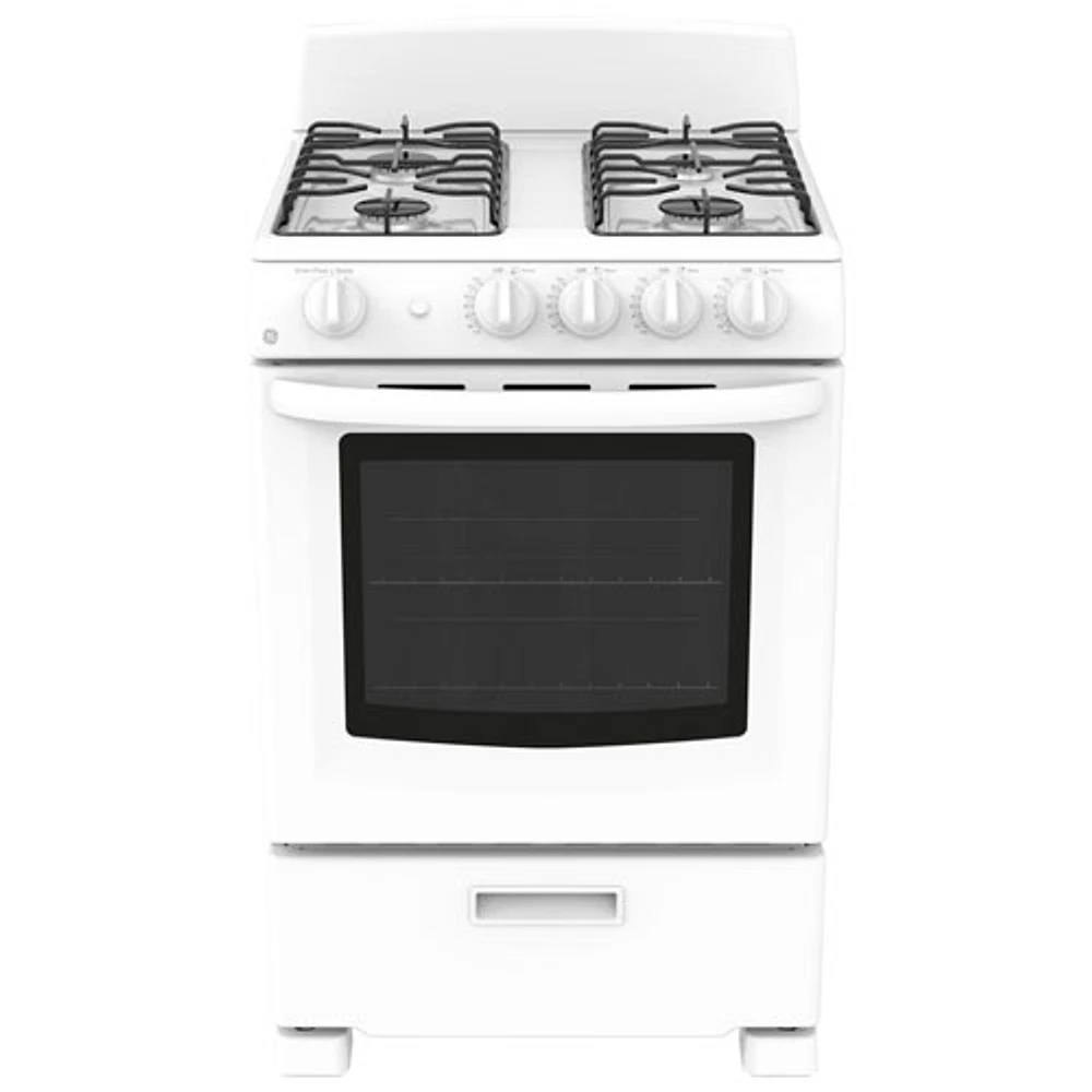 Cuisinière à gaz autonome de 2,9 pi³ de 24 po de GE (JCGAS300DMWW) - Blanc
